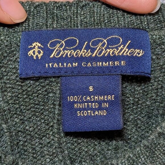 Brooks Brooks 100% Italian Cashmere Sweater Green Knit Small - Picture 3 of 5